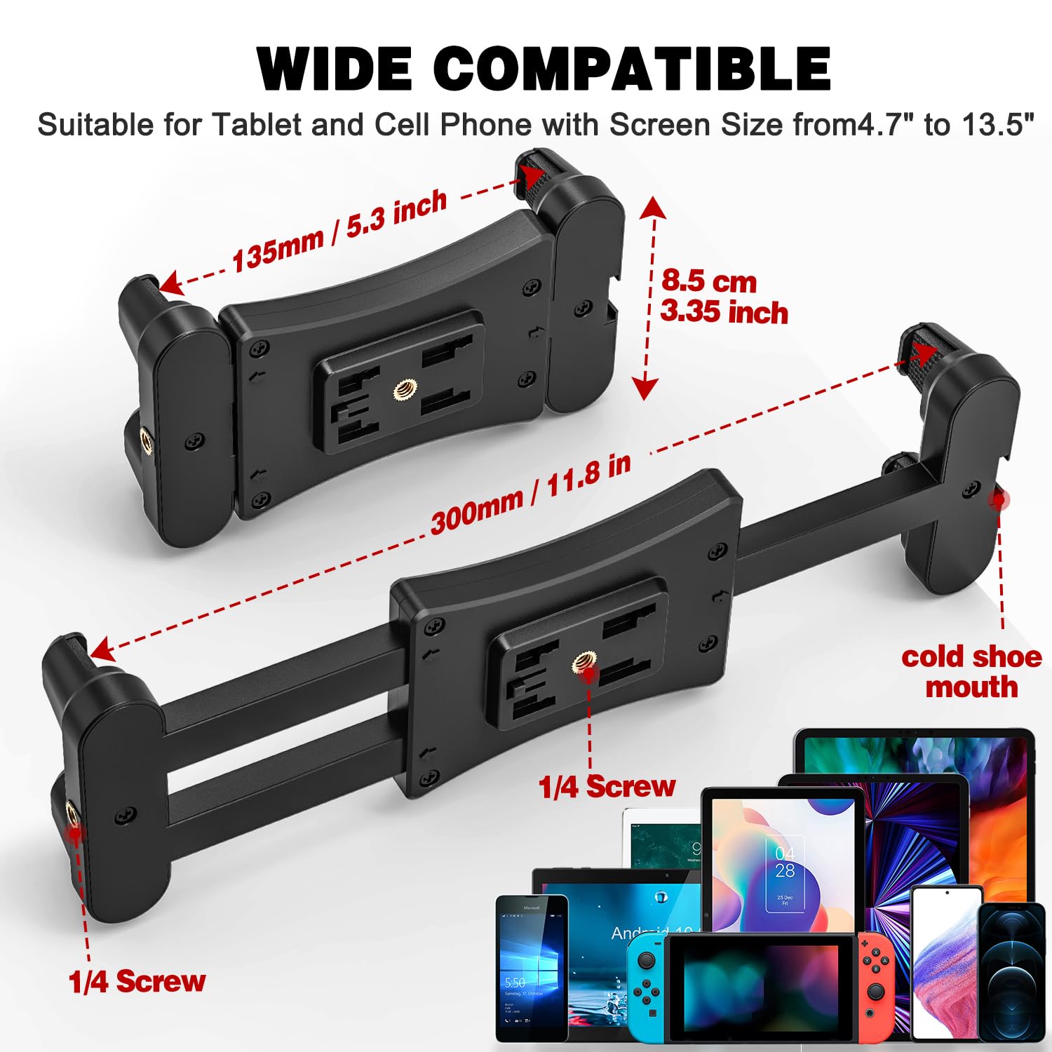 Soporte de Micrófono para Tableta, Soporte Tableta Pie de Micro 360° Ajustable, Atril iPad de Música para iPad, Pro, Mini, Air, Toutes Tabletas et Teléfono 4,7-13,5"
