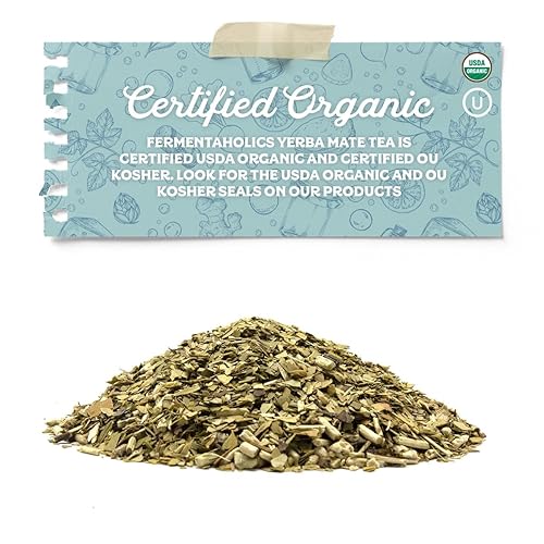 Miniatura 6 de Fermentaholics Té orgánico certificado por la USDA de hojas sueltas Yerba Mate  perfecto para elaborar kombucha, té caliente y té helado,