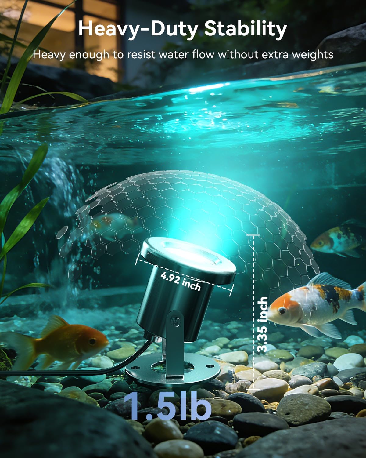 All in One RGB Underwater Pond Light Kit with APP, 6W IP68 Waterproof Fountain Light with 12V Transformer, Pond Lights LED Underwater for Large Pond Stream Fountain Water Feature, 51FT, 4Pack