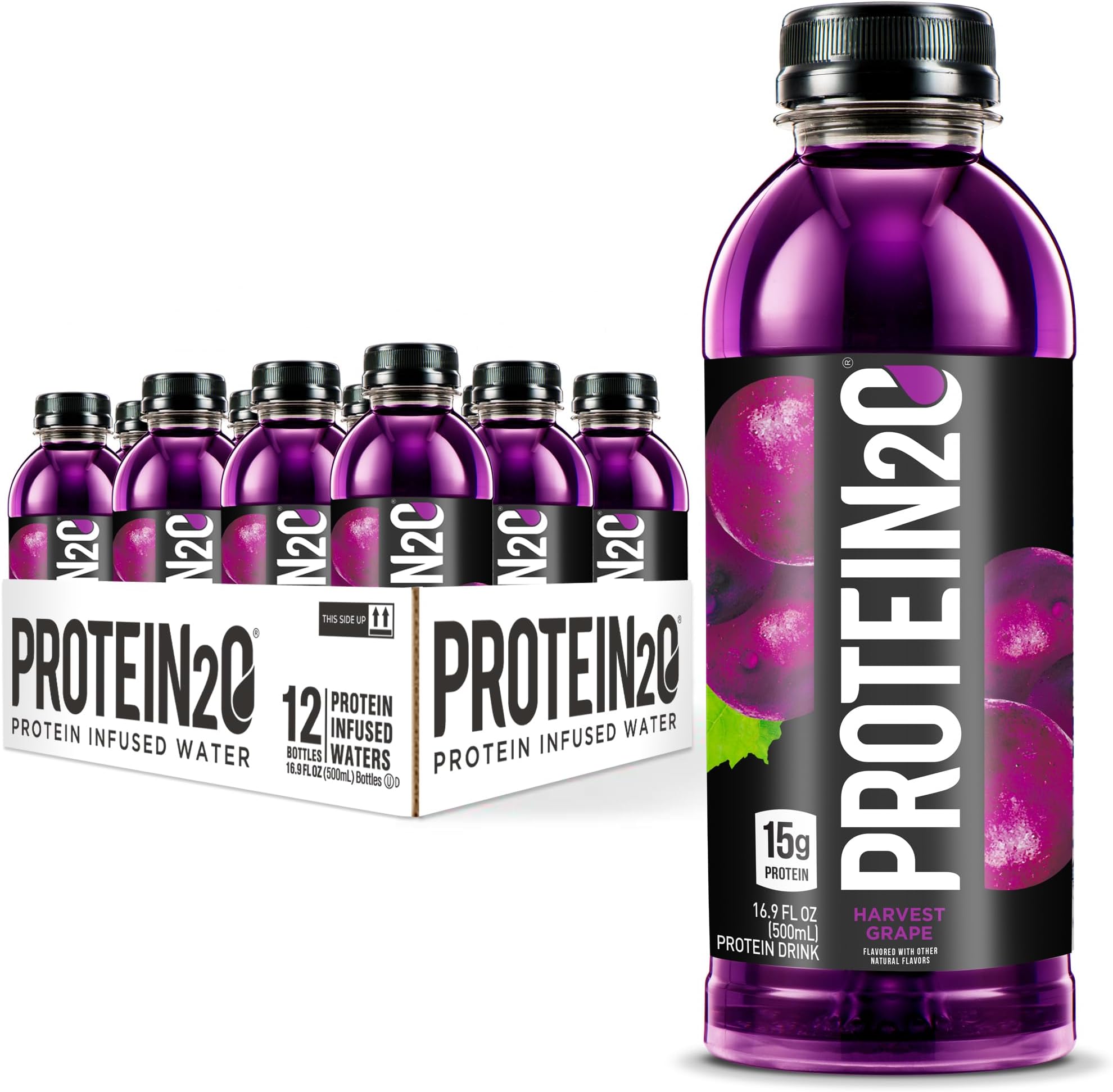 Low-Calorie Protein Infused Water, 15g Whey Protein Isolate, Harvest Grape (16.9 Ounce, Pack of 12) (7512-AMZ)