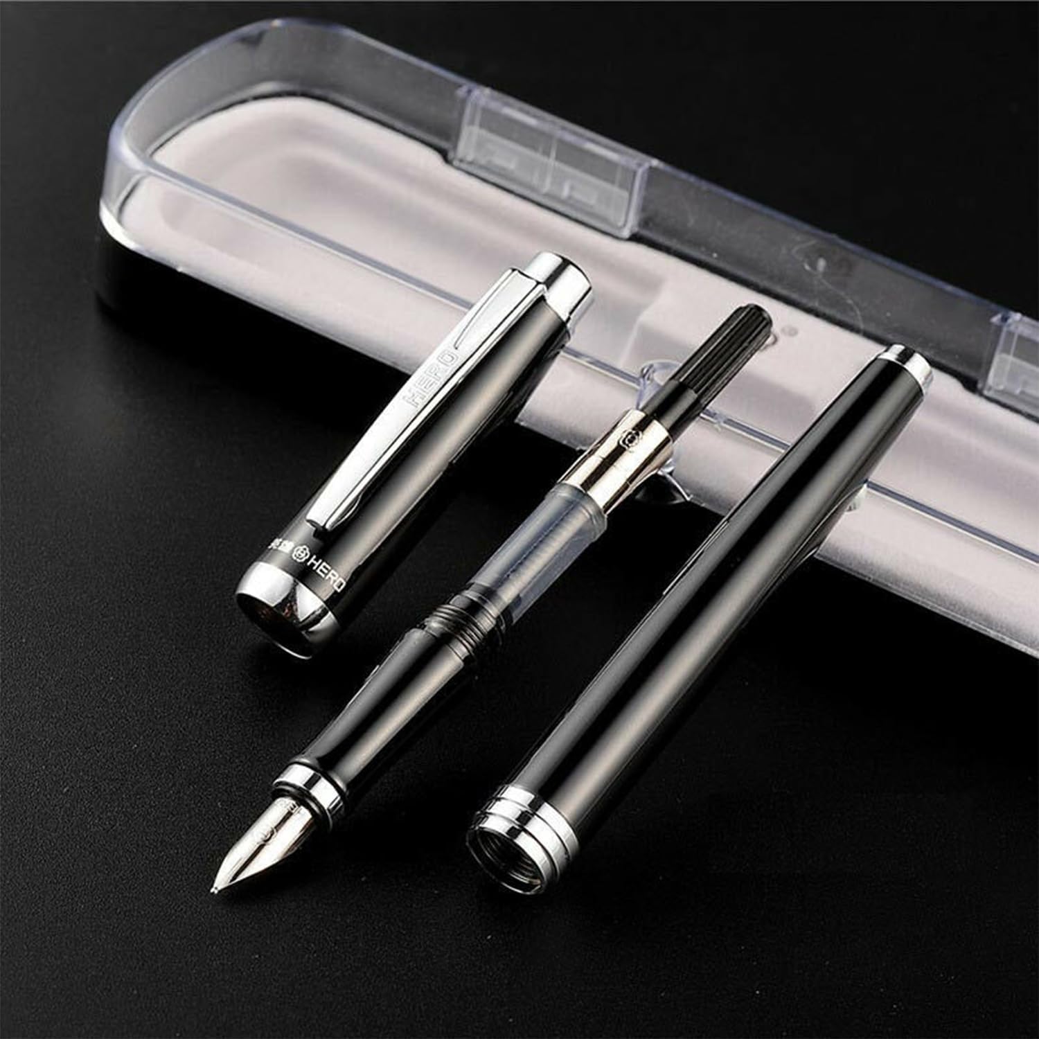Original Hero Classic Fountain Ink Pen - Smooth Writing & Elegant Design Premium Luxury Model (White)