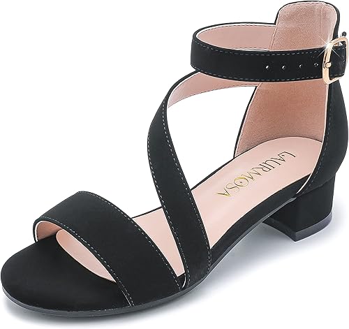 Sandalias para niñas con tacón para niños con punta abierta y correa de tobillo, zapatos de vestir con flores para bodas y fiestas para niños