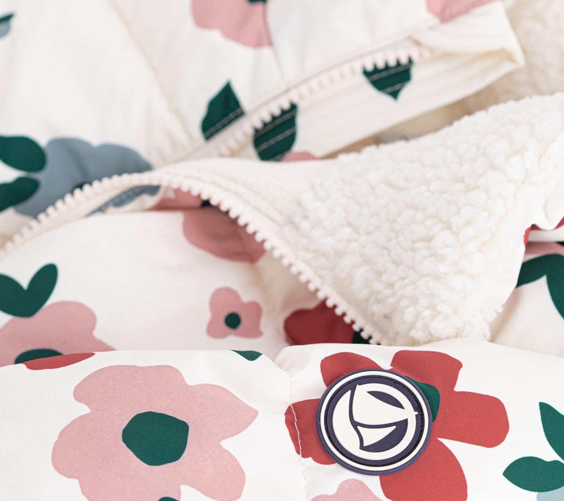 Petit Bateau Piumino Bambino con Fiori, 10 Anni, Milk/Multico