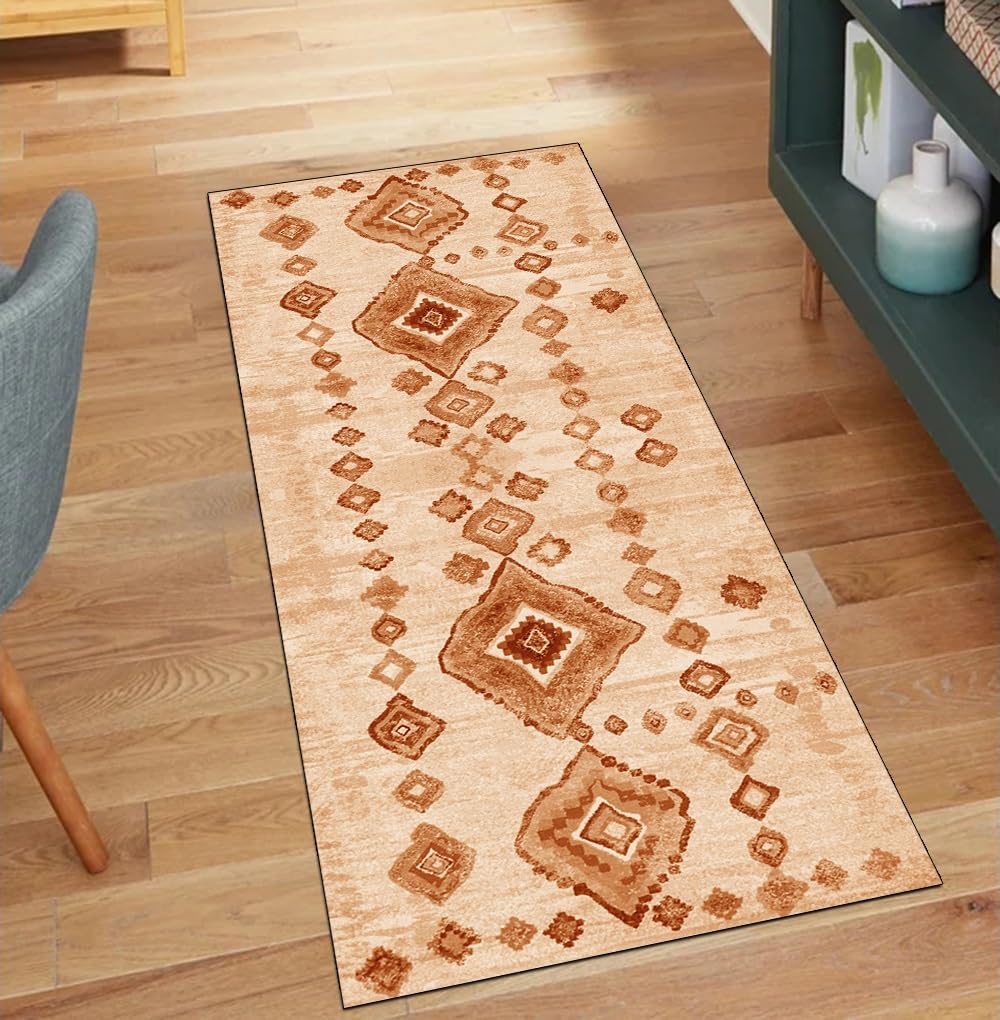 Alfombra antideslizante para pasillo larga de 60x280 cm lavable color naranja