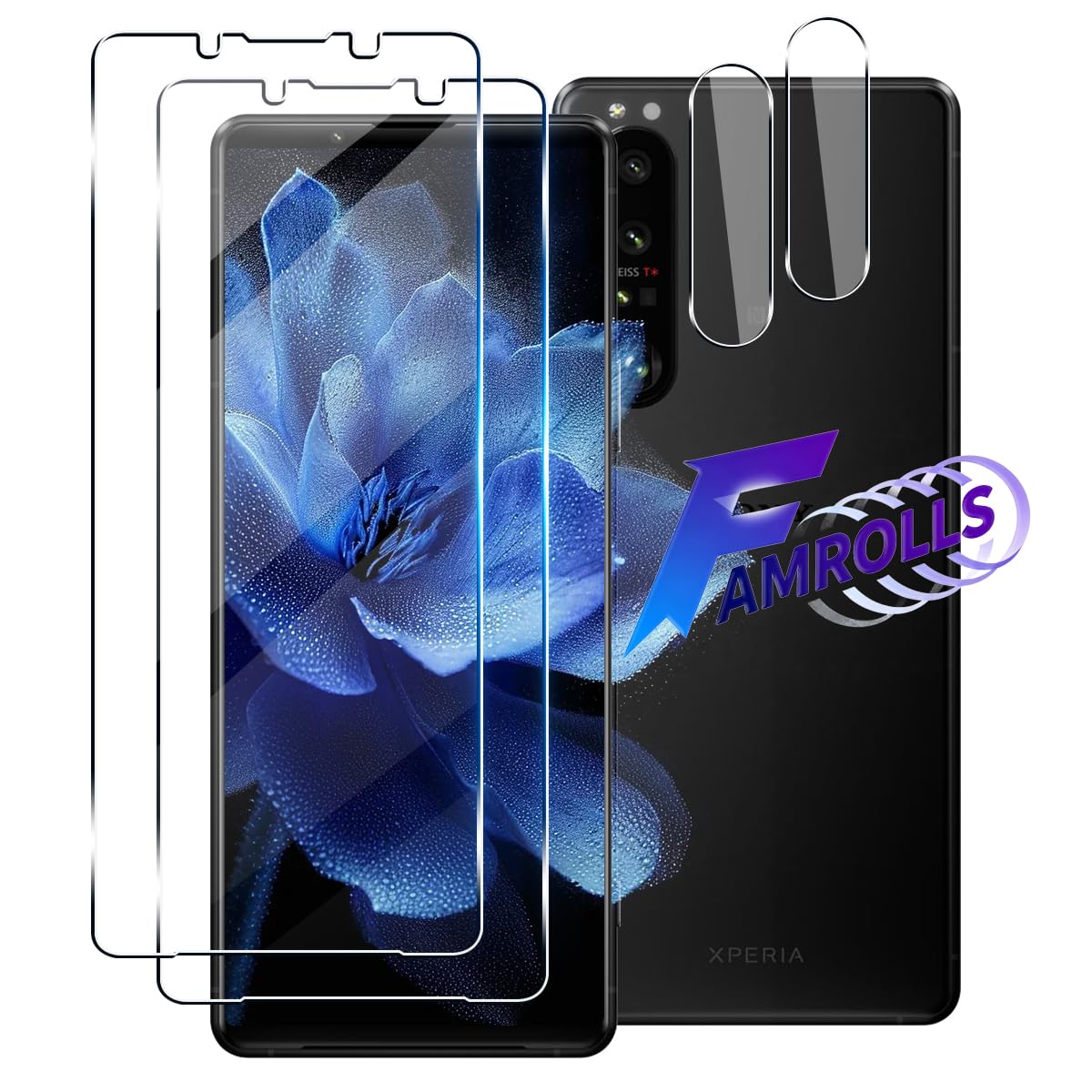 【2+2枚セット】 対応 Xperia 1 III SO-51B SOG03 ガラスフィルム (2枚) + カメラフィルム (2枚) 【日本製素材旭硝子製】 用 エクスペリア1 マーク3 フィルム 強化ガラス 液晶 保護フィルム 硬度9 H 耐衝撃 飛散防止 指紋防止 全面保護 極薄 高透過率 貼り付けやすい 対応 Xperia 1 III SO-51B SOG03