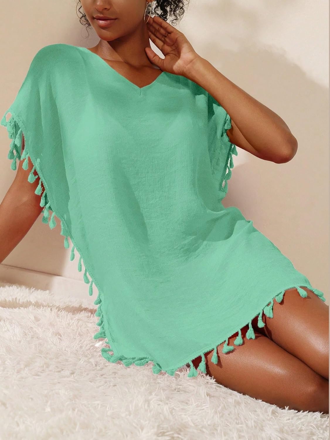 Women's Beach Tassel-Decor Mini Cover-Up For Summer cover ups for swimwear