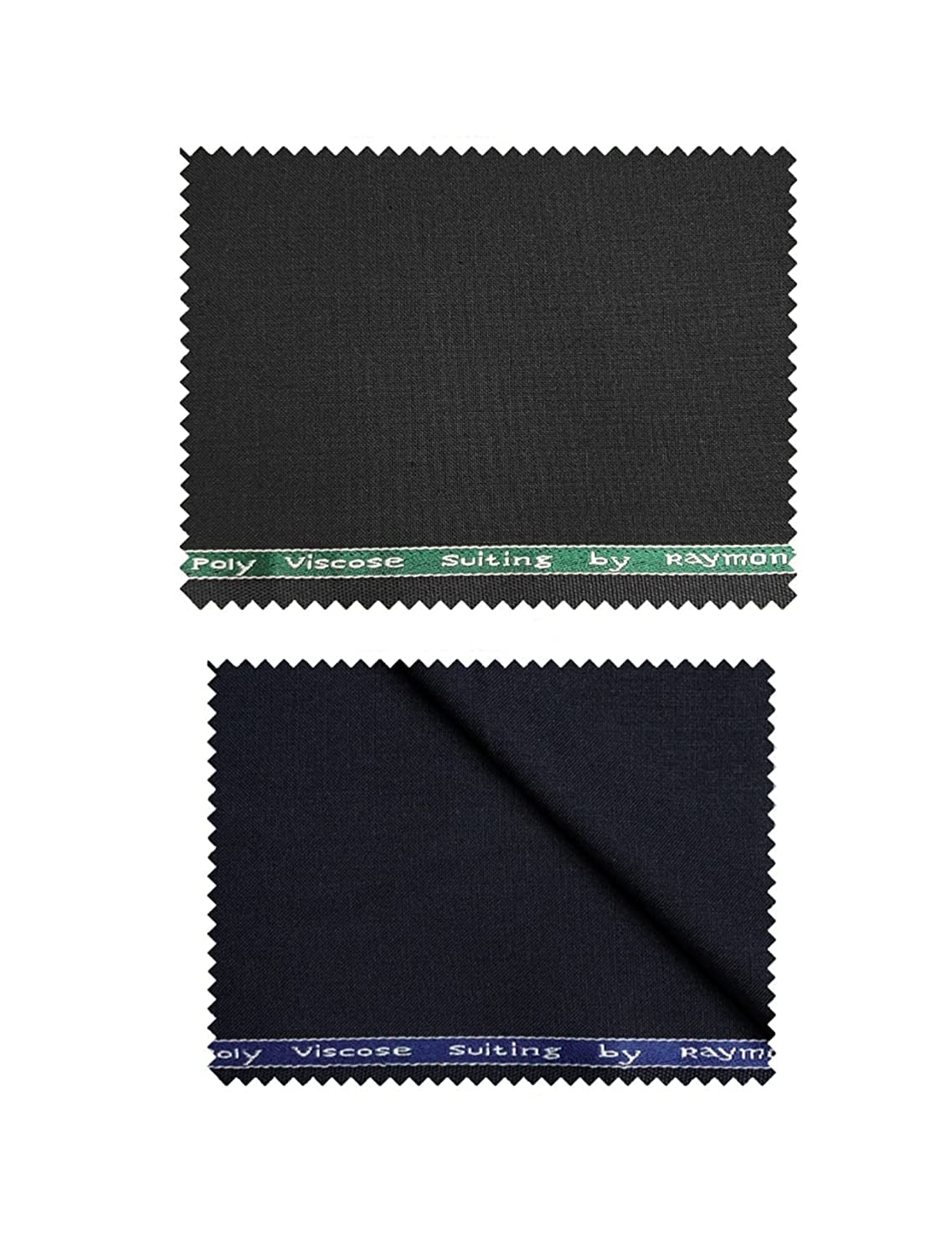 raymond fabrics Raymond Men's Poly Viscose Unstitched Trouser Fabric (1.2 Meters, All weather Fabric ) (2 Trouser (Black + Blue))-picture-37