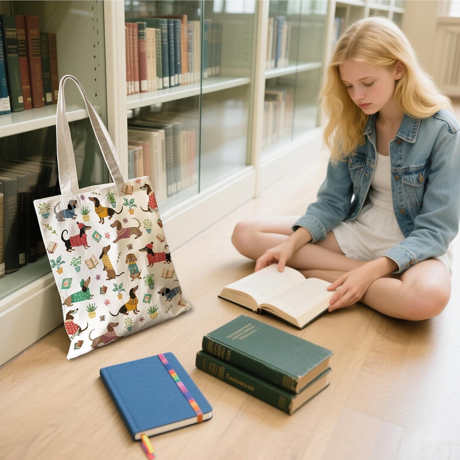 Aesthetic Canvas Tote Bag for Women - with Magnetic Snap Closure & Zipper Inner Pocket Reusable Bag for Shopping - Image 9