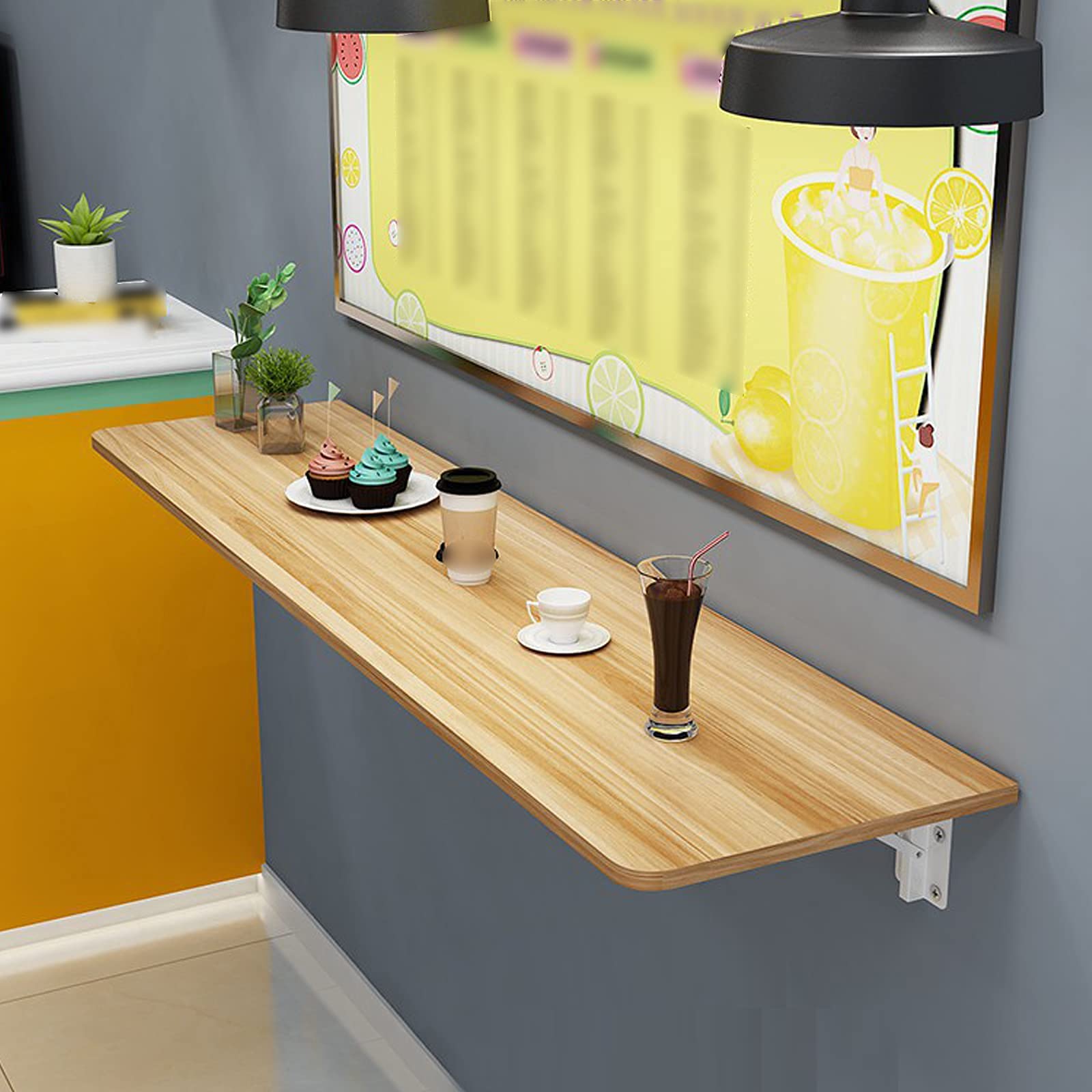 Table pliante murale en bois 100x40cm pour gain de place