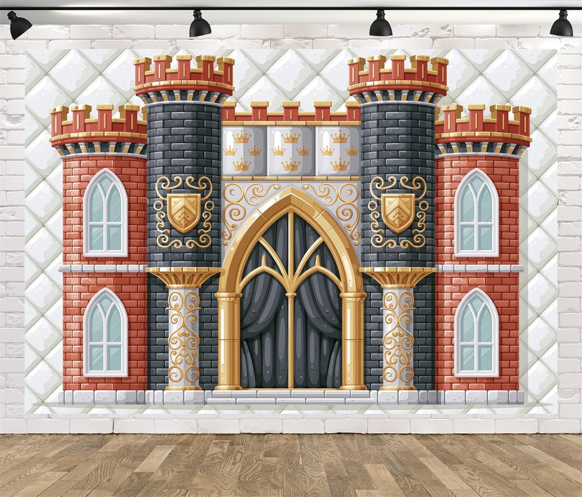 BELECO 4.6x3m Sfondo in tessuto Castello Fantastico Porta Palazzo | Ingresso Castello Regno Gotico Medievale Sfondo Decorazioni Festa Compleanno Bambini Telo Di Sfondo