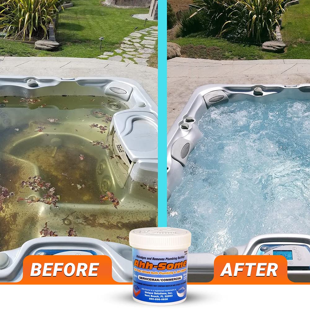 AhhSome Hot Tub Cleaner Clean Pipes & Jets Gunk Build Up Clear & Soften Water For Jetted
