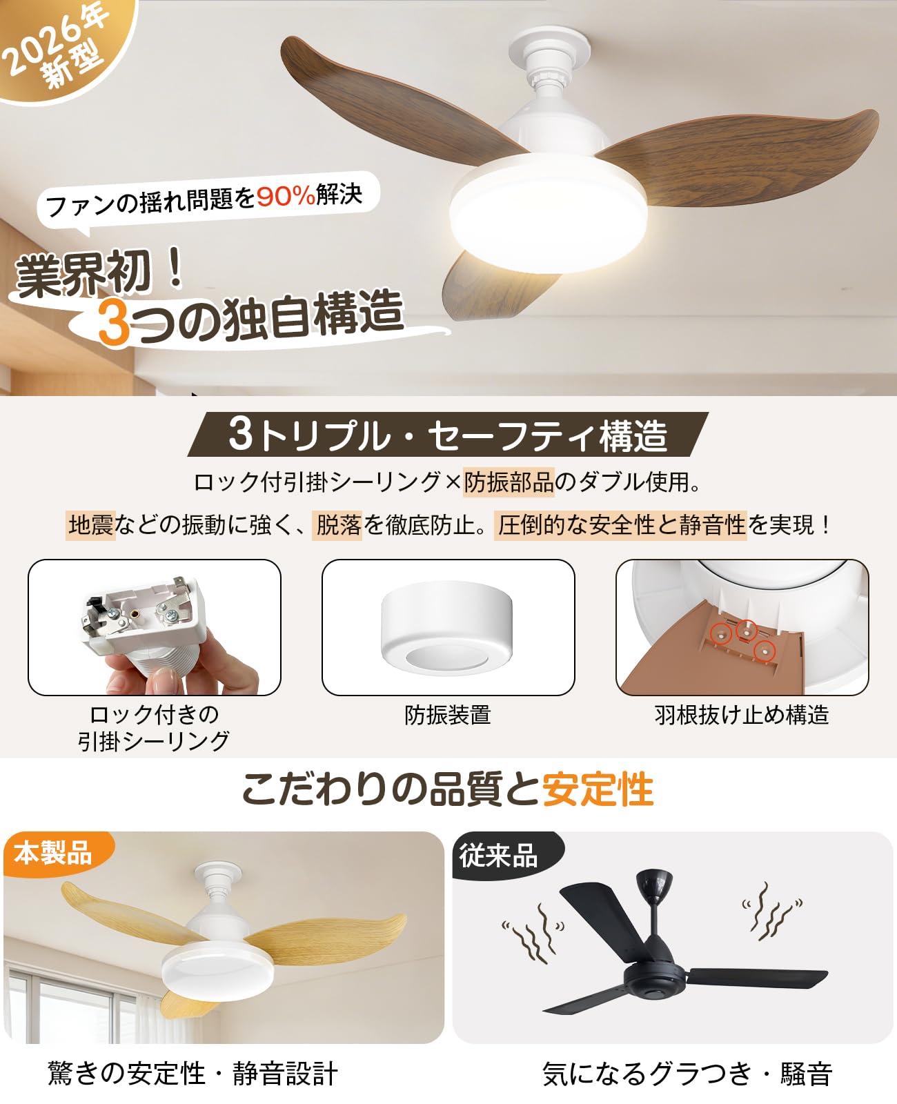 シーリングファンライトa 花びら型三 シーリングファンライト 2026夏NEWデザイン : Amazon.co.jp 限定モデル・3重のセーフティ 【2026 LED シーリングライト・天井照明