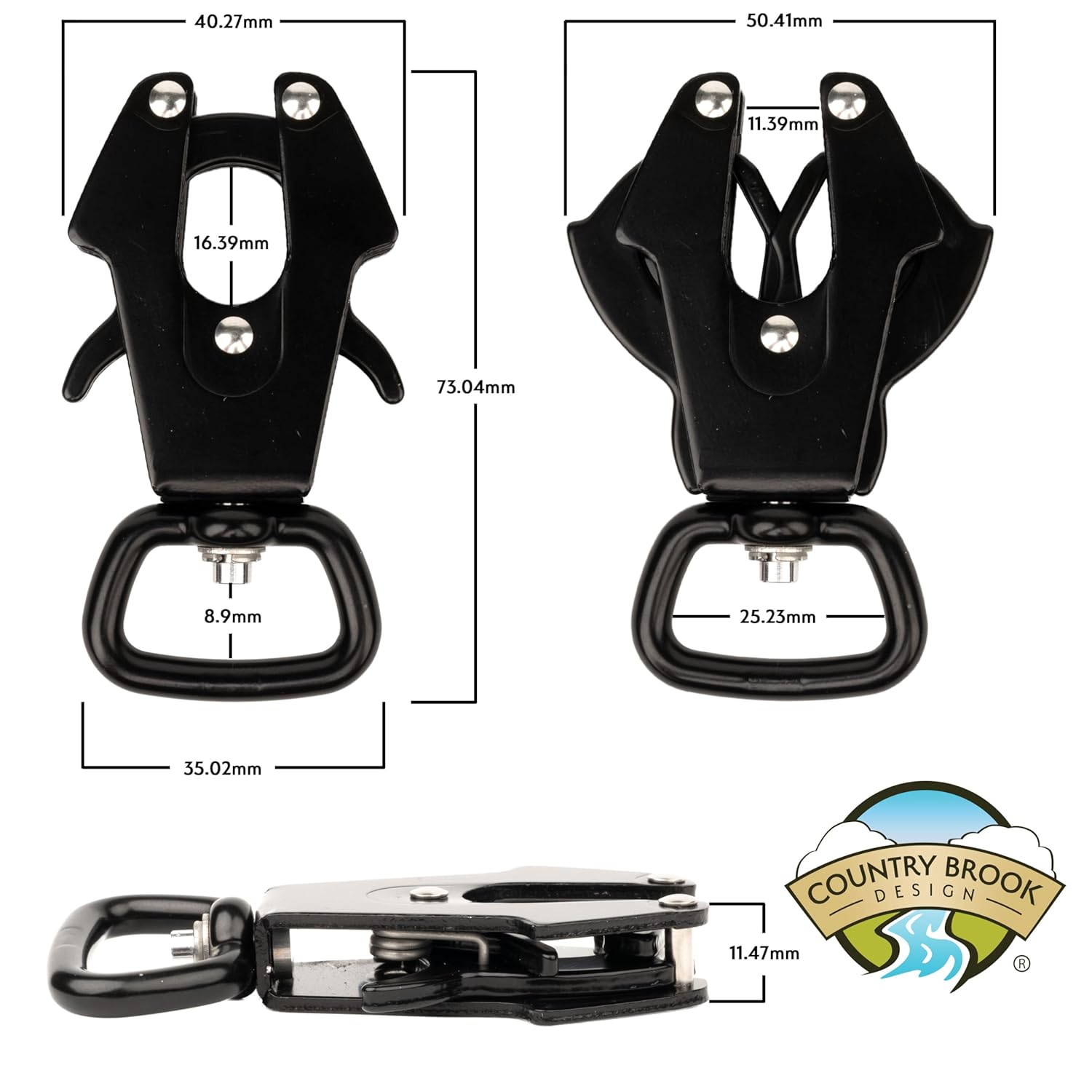 Country Brook Design - Aluminum Frog Clip Snap Hook (1 Inch, 10 Pack)