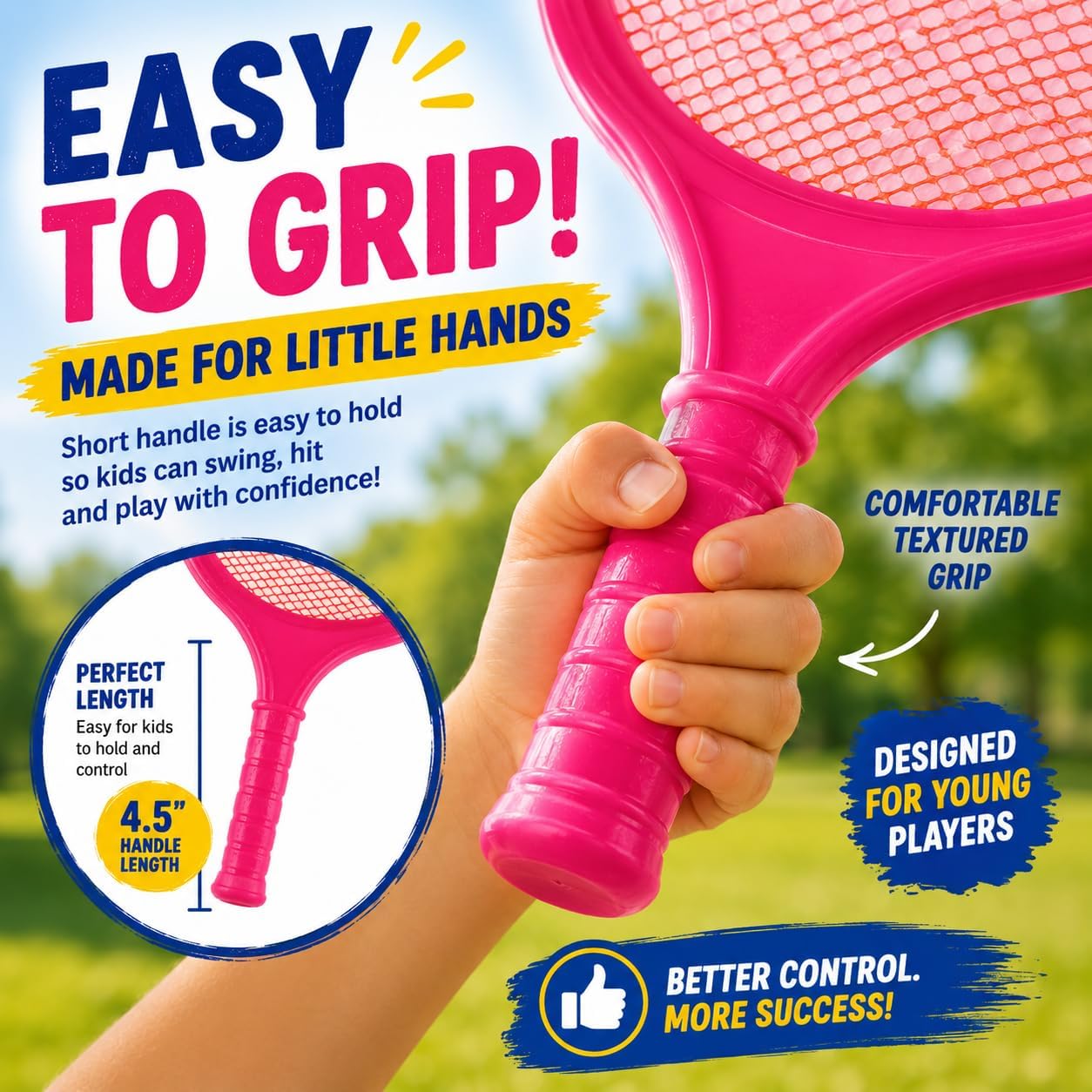Badminton Racket Set for Kids, Toddlers with Paddles, Ball and Birdie - Junior Kindergarten Student Outdoor Sports Tennis Racquet Play Game Beach Toys