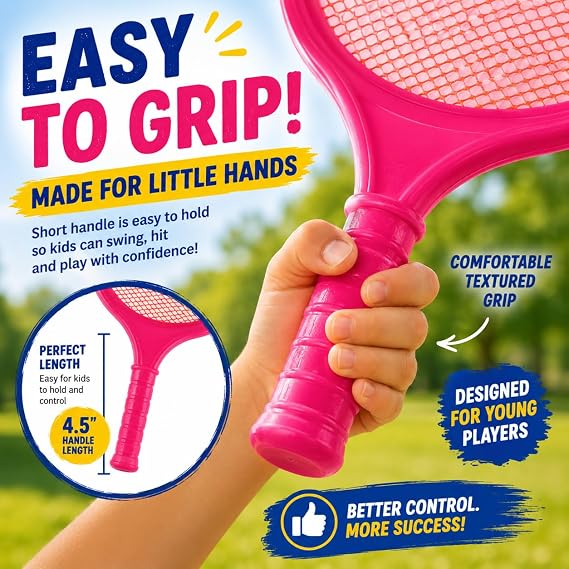 Badminton Racket Set for Kids, Toddlers with Paddles, Ball and Birdie - Junior Kindergarten Student Outdoor Sports Tennis Racquet Play Game Beach Toys