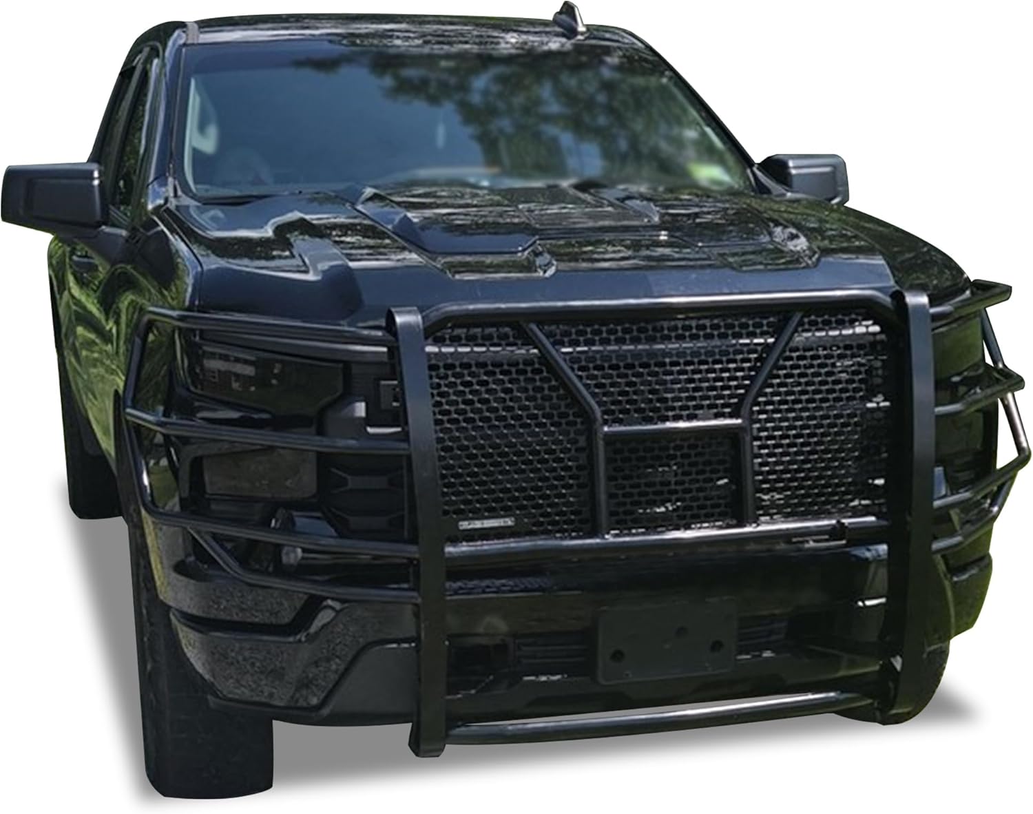Black Horse Rugged Heavy Duty Grille Guard Modular Black Compatible with 19-26 Chevrolet Silverado 1500 (Excl. 19 Silverado 1500 LD&22-24 Models with Super Cruise System)-RU-CHSI19-B