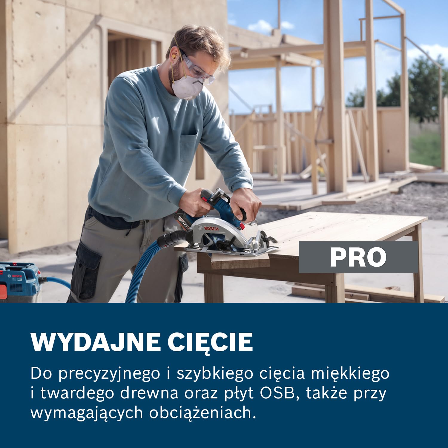 Bosch PRO 18V System Akumulatorowa pilarka tarczowa GKS GKS18V-68-2 (prowadnica do cięć pod kątem, tarcza)