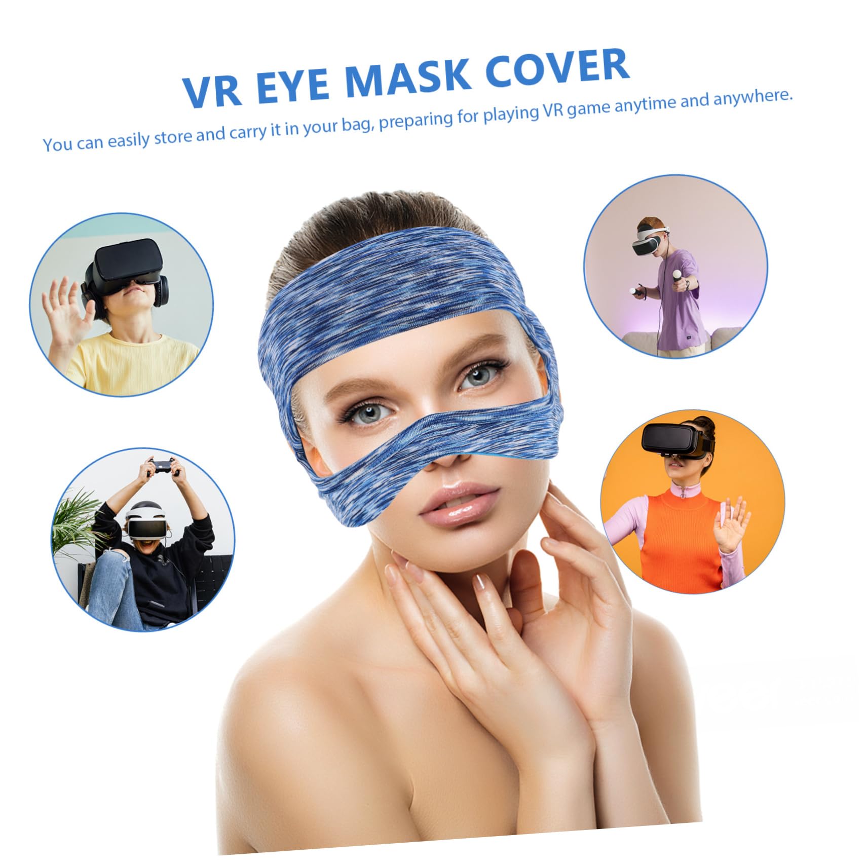 DOITOOL 4 Piezas Gafas De Realidad Virtual Cubierta Facial VR Accesorios Faciales Cubierta De Ojo para VR Banda De Sudor Transpirable VR 3D Absorber El Sudor Poliéster