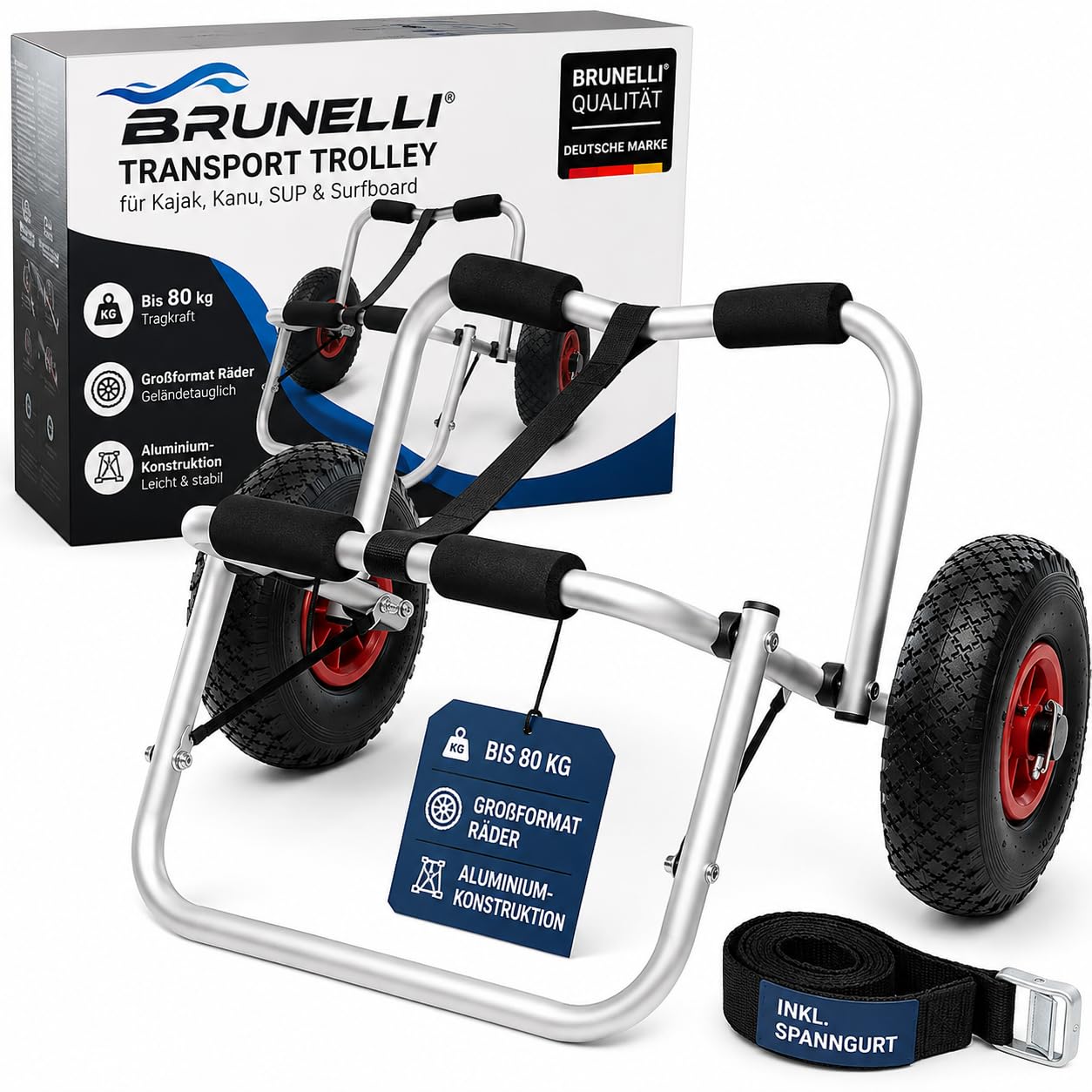 Brunelli TRANSPORTWAGEN Kajak Boot Kanu SUP Surf Board Transport