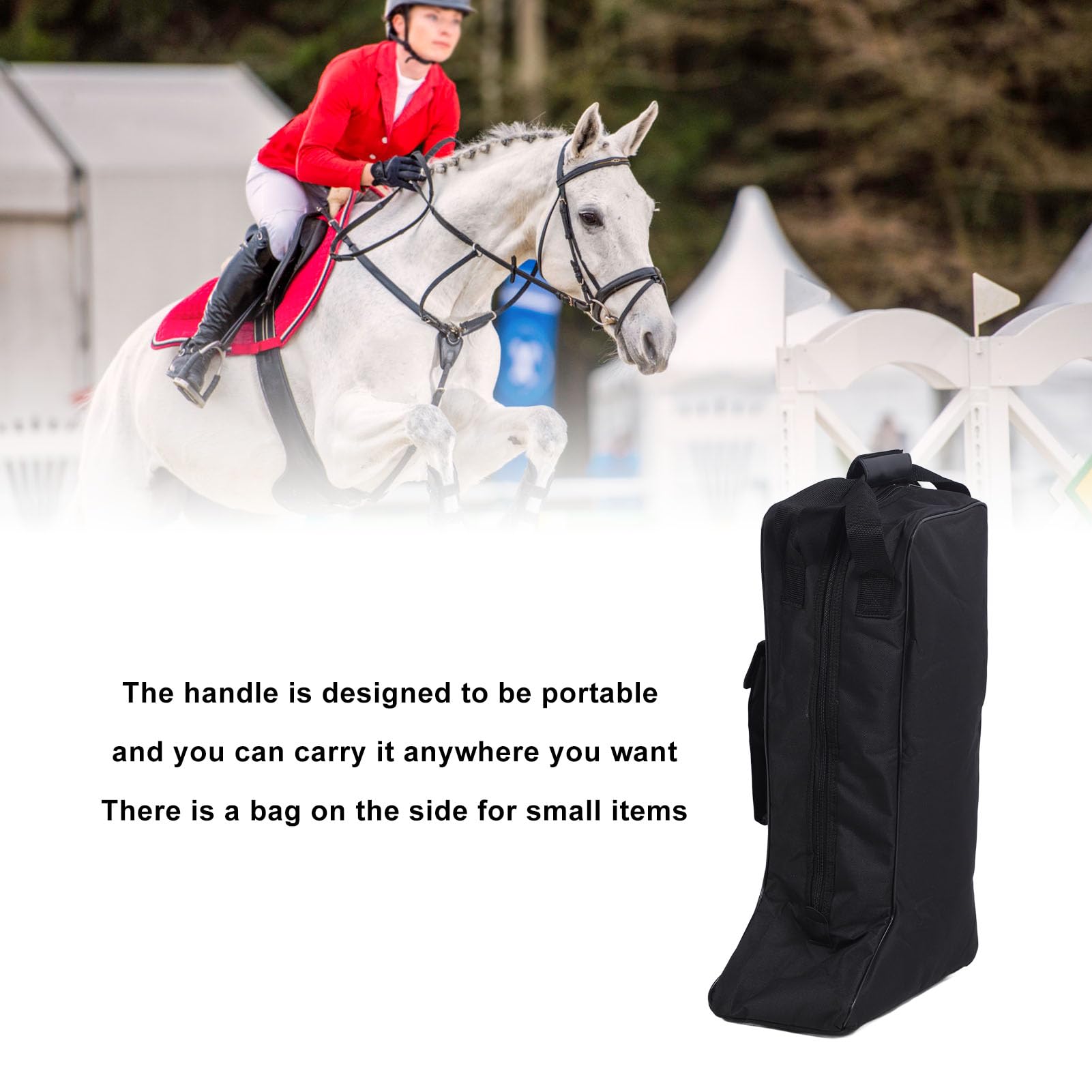 Bolsas de almacenamiento portátiles a prueba de polvo para botas altas, tela Oxford y cuero con cremallera con asa, para botas de vaquero y nieve, bolsas negras para zapatos
