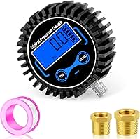 MEANLIN MEASURE Manômetro Digital de 0 A 300 Psi com Capa de Borracha, Montagem Inferior, Precisão de 1%, Resolução de 0,1 Psi, com Buchas Sextavadas Npt de 1/8" X 1/4" E 1/8" X 3/8".