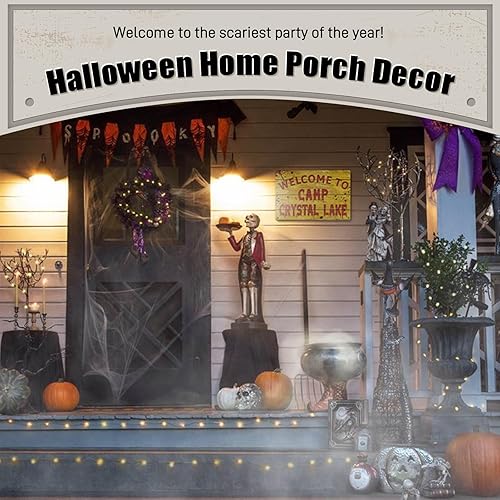 Miniatura 4 de Letrero de metal con diseño de lago de cristal de campamento  Decoración de película de terror de Halloween, divertida cueva de hombre, decoración