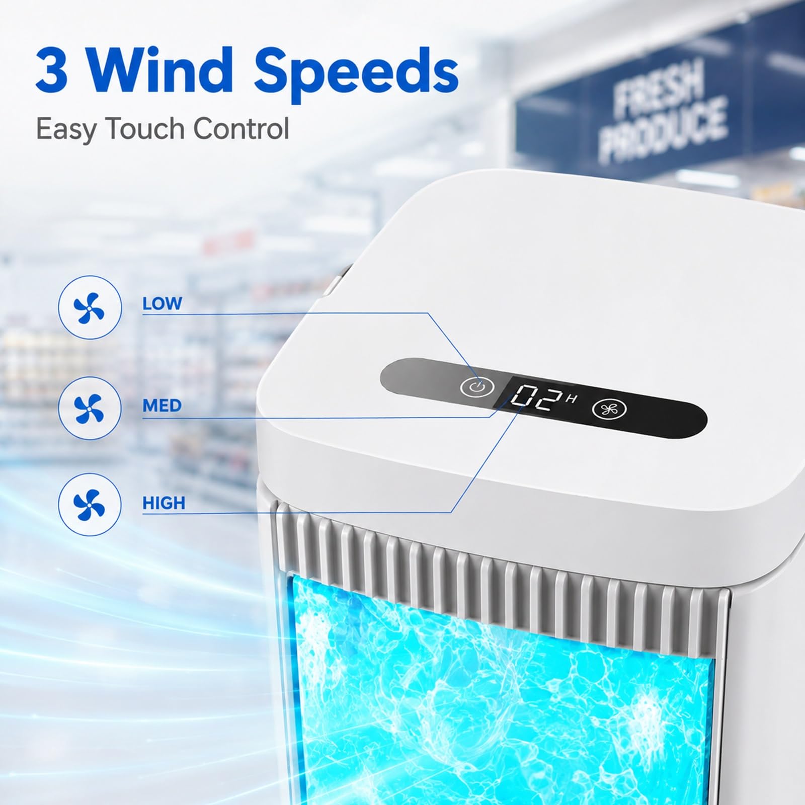 Climatizador Evaporativo Portátil, Mini Enfriador Evaporativo Portátil con 3 Velocidades Ajustables para el Hogar, la Oficina y el Dormitorio