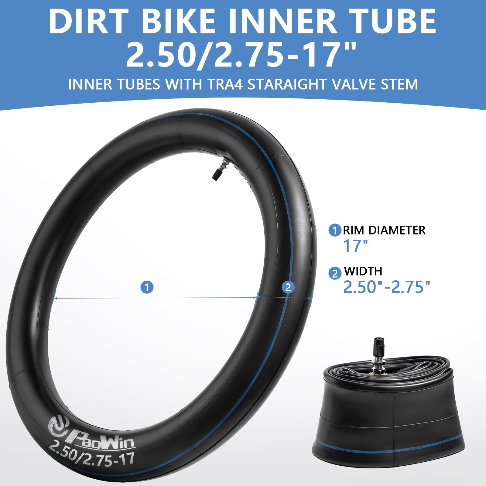 Camera D'Aria Moto 2.50-17 (2 Pezzi) – Tubo Interno In Gomma Auto-Sigillante Per Pit Bike, Dirt Bike E Baja DR90