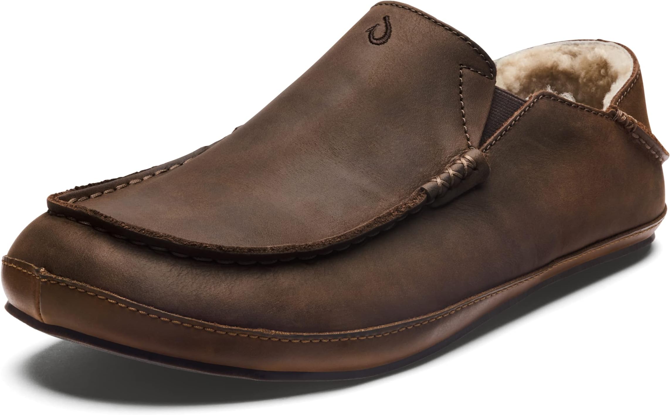 Moloa Slipper, Men's Premium Leather Slip-On Shoes, Soft Genuine Shearling Lining & Gel Insert, Drop-In Heel & All-Day Comfort