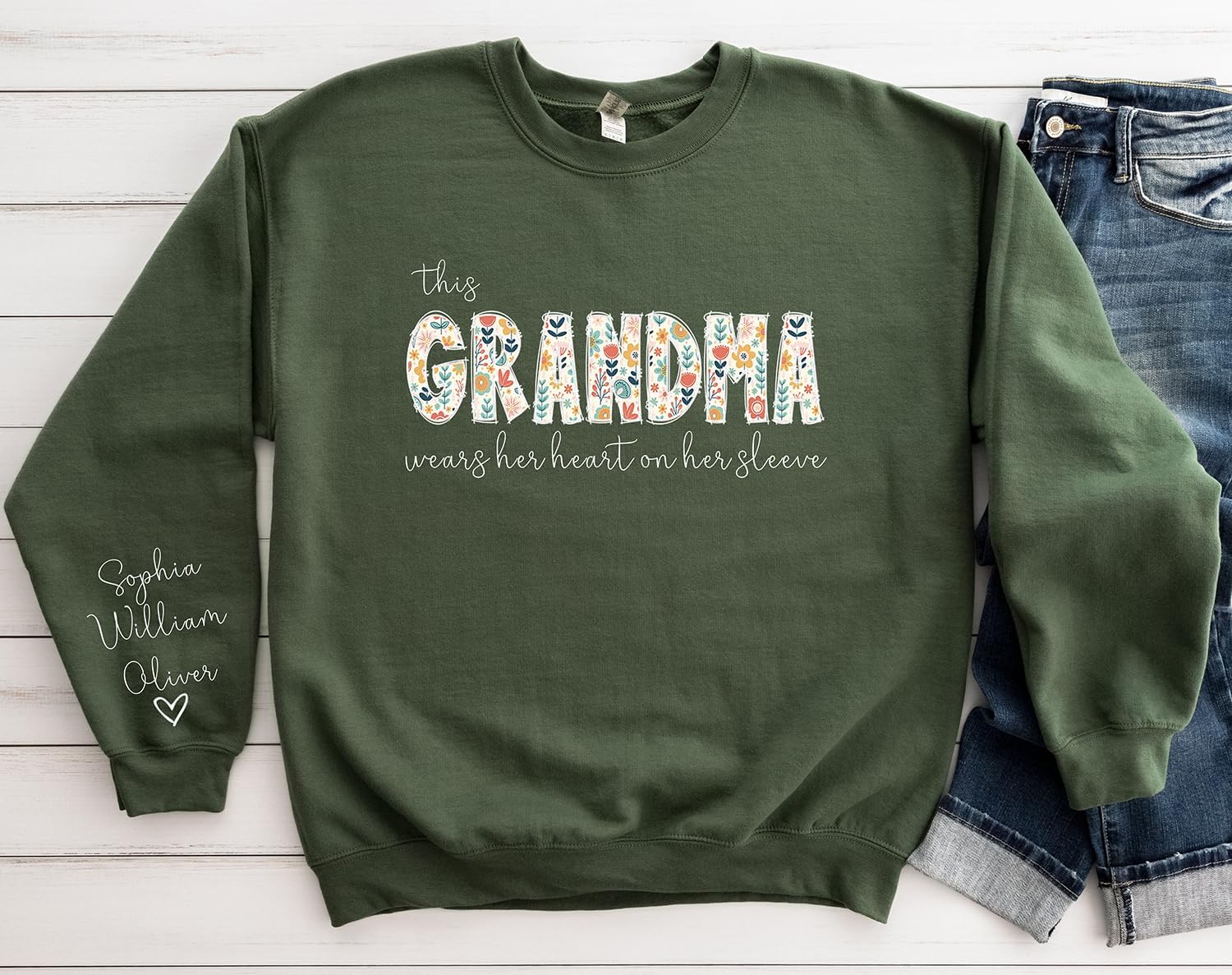 Custom Grandma Sweatshirt with Grandkids Names on Sleeve Personalized Sweatshirts for Nana Birthday Gifts for Grandma Mothers Day Sweater for Women - Image 4