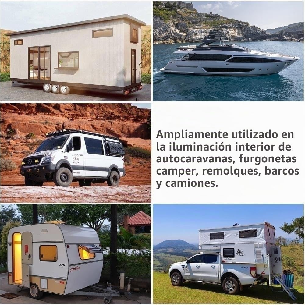 acegoo 12V Luz de Techo LED Caravana Regulable 6W 620lm 3000K/5500K 24V Panel Plafon 20 * 9cm Interruptor Acrílico para Autocaravana Barco Furgoneta Yate Cocina Iluminación Interior