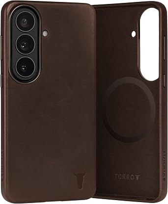 TORRO Case Compatible with Samsung Galaxy S26 5G 2026 - Premium Leather MagSafe Charging Compatible, Slim Bumper Case Dark Brown