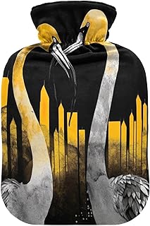 Wajiw Hot Water Bottle with Cover 1L Warm Water Bottle for Hot and Cold Compress Hot and Cold Therapies,Hand Feet Warmer,Flamingo