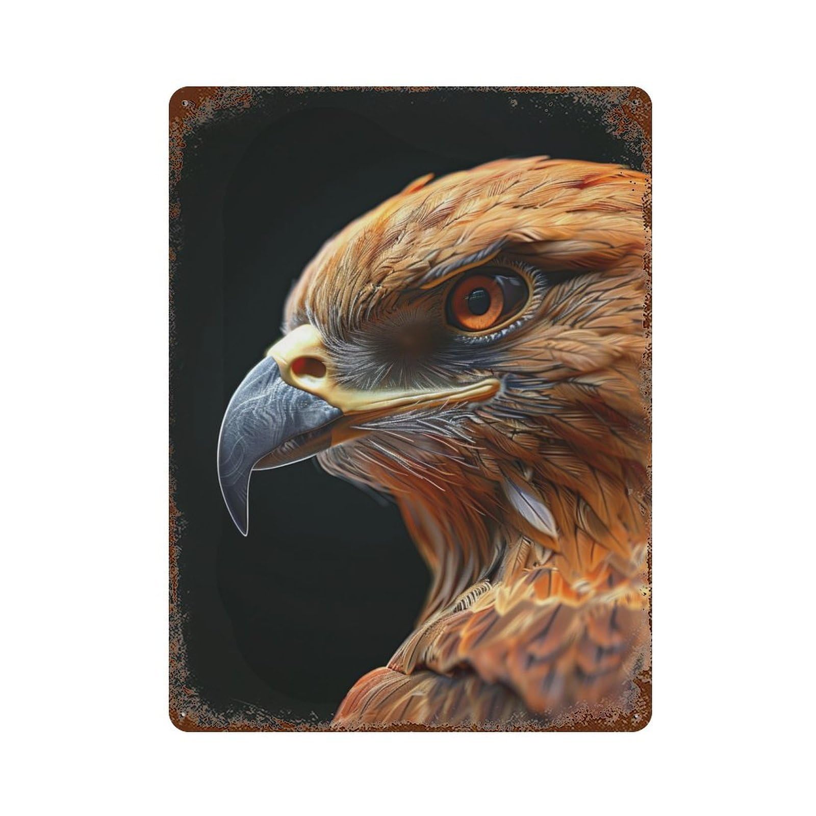 Garage Style Hawk Rusty Metal Tin Sign 15.7"x11.8", Farmhouse Wall Decor for Bar And Workshop