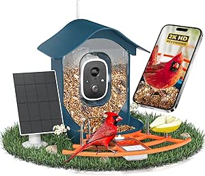 Smart Bird Feeder with Camera, 2K HD AI Identify Bi RDS Species, Bird Watching Camera with Solar Panel, Auto Capture Bi rd Videos & Instant Notifications, Ideal Present for Bi rd Lover asin的图片