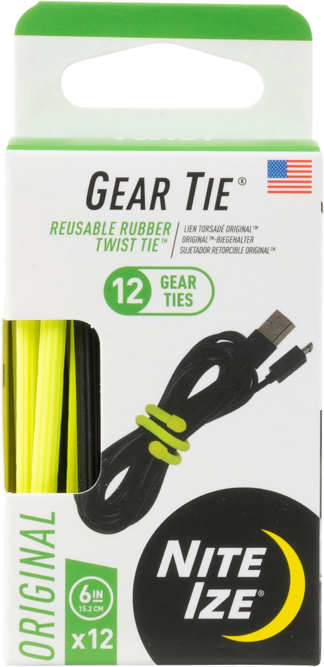 Nite Ize Gear Tie ProPack Reusable Rubber Twist Tie, 6-Inch, Assorted