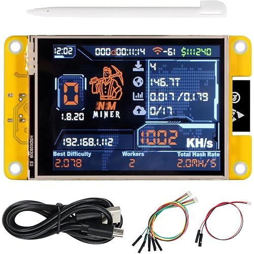 Freenove Bitcoin Miner NMMiner NerdMiner, ESP32 CYD 2.8 Inch Touch Display, 240x320 Pixel TN TFT LCD Screen ST7789 Driver, Dual-core 32-bit 240 MHz Microcontroller WiFi+BT, C Code LVGL Tutorial