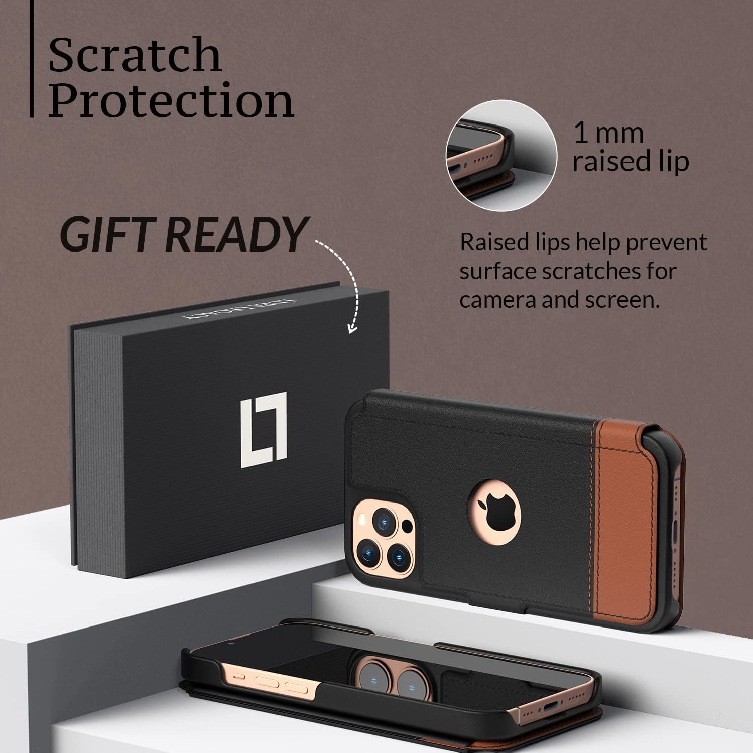 LUPA Legacy Compatible with iPhone 12 Wallet case for Women & Men - 12 Pro case with Card Holder [Slim and Durable] Faux Leather - Flip Cell Phone case, Folio Credit Cover - Sandy Night