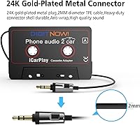 Vista 4 de DIGITNOW Casete de audio para automóvil a adaptador auxiliar, reproductor de cinta de cable de audio auxiliar de 0.138 in para teléfono