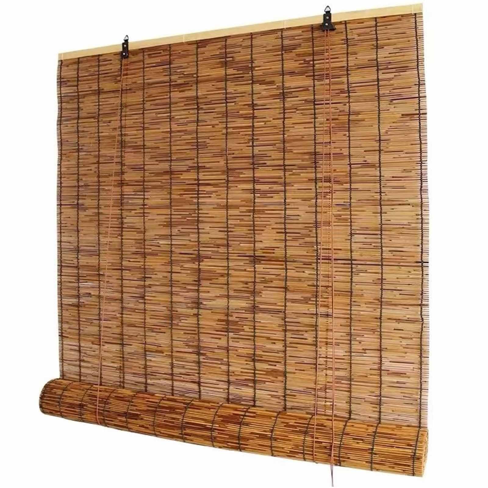 Rideau occultant en bambou naturel isolant et brise-vue pour fenêtre et pergola de jardin