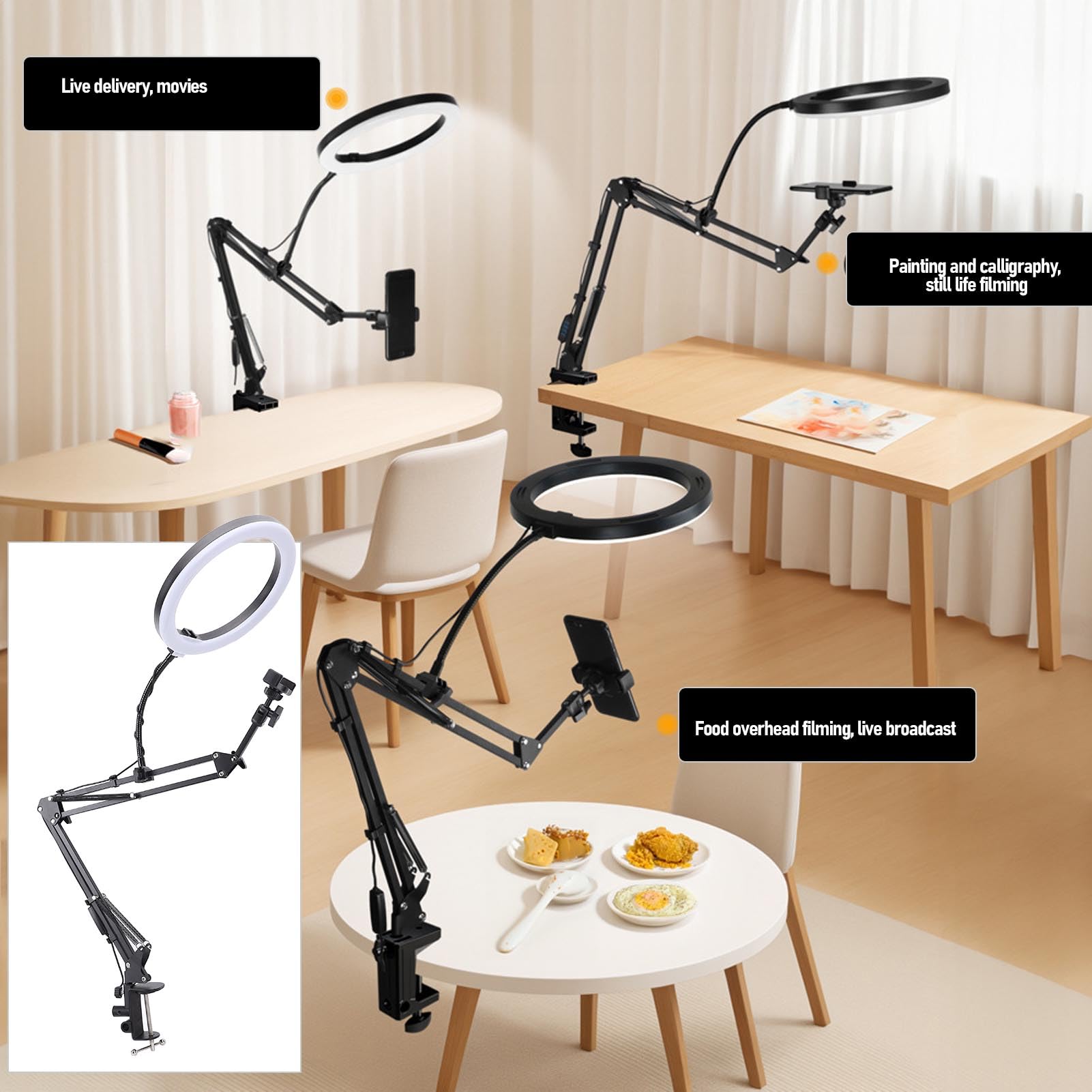 Lampa pierścieniowa z klipsem do telefonu regulowana lampa pierścieniowa na biurko do makijażu urody zdobienia paznokci na żywo transmisja strumieniowa