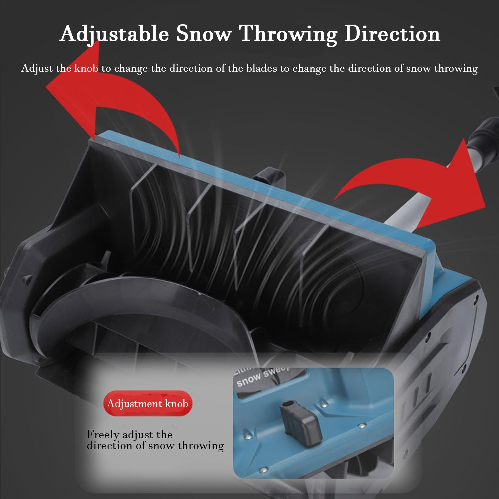 Pala de nieve eléctrica inalámbrica plegable, empujador de nieve de mano con varilla telescópica y para limpiar cubiertas, patios, aceras y escalones