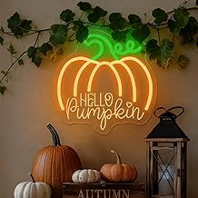 Halloween Pumpkin Led Neon Sign,Hello Pumpkin Neon Light, Fall Orange Pumpkin Sign for Kids Trick or Treat Party Decor Halloween Light Up Wall Decor, Bedroom, Home Doors-18 Inches