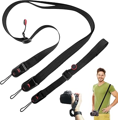 Sangle D'appareil Photo En Nylon - Réglable, Avec Fermeture Rapide, Longueur 95 Cm, Pour Reflex, Hybride, Etc.