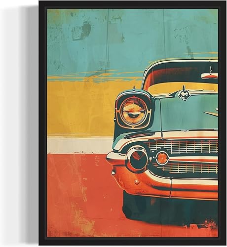 Póster vintage de arte pop para automóvil, decoración de pared retro, obra de arte clásica para dormitorio y sala de estar (24 x 36 pulgadas, sin