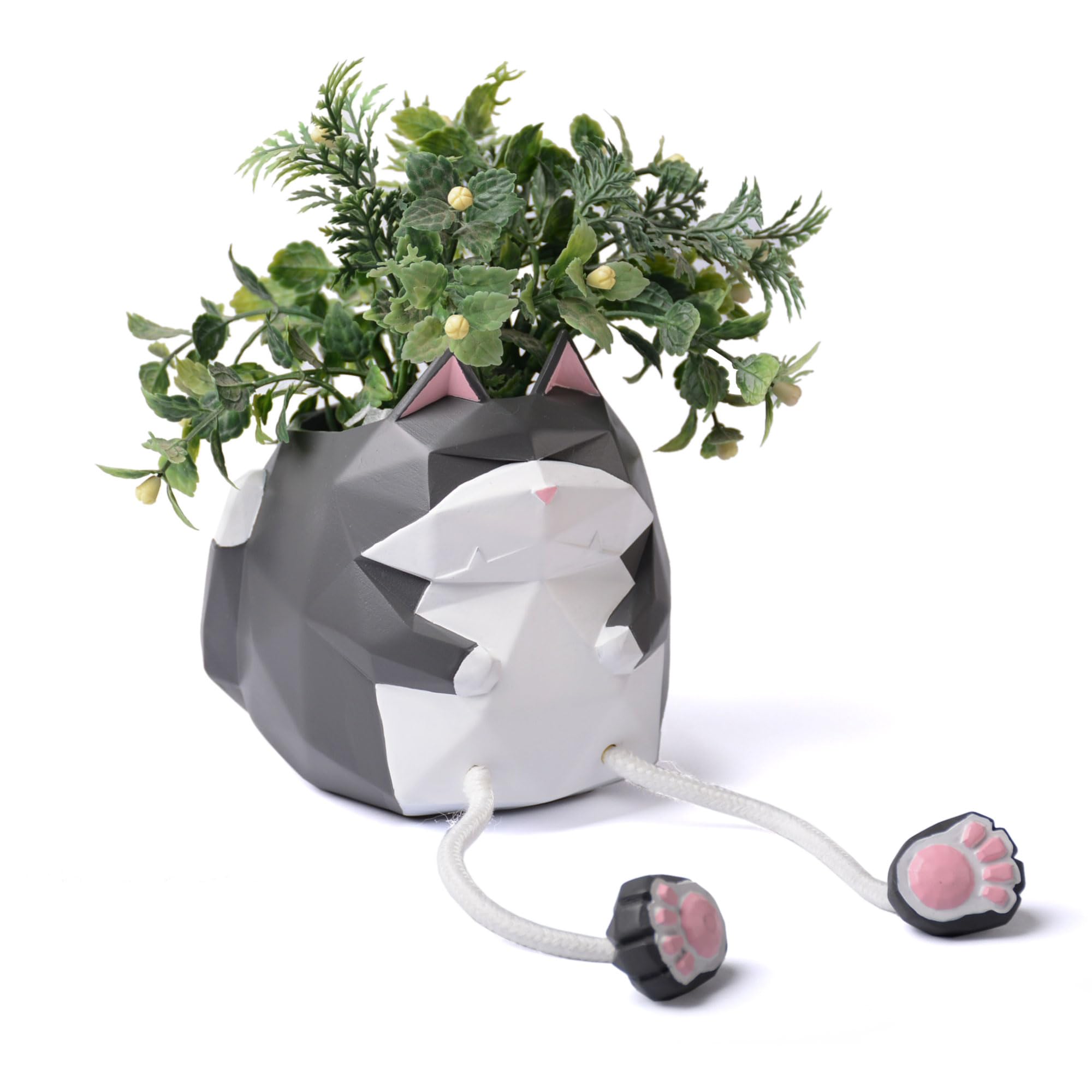 HAUCOZE Gatto Vaso Piante Animale Statua Scultura Moderna Decorazione Arte Casa Regalo Giardino Figurina per Soggiorno Ufficio Resina 13cm