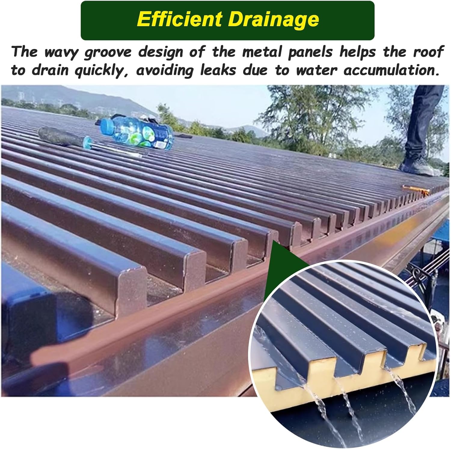 Aluminum Alloy Roofing Panels for Pergola, Insulated Corrugated Metal Sheets, Customizable Outdoor DIY Cladding (Gray, 1PC 1.5M/4.9FT) - 1/2/5 Pack Options
