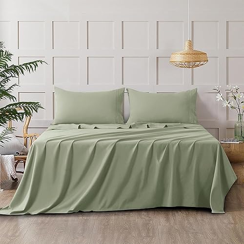 Miniatura 2 de CozyLux Hotel Luxury - Juego de sábanas extra largas (XL)  Serie 1800 Sábanas bordadas de microfibra individual XL, doble cepillado, bolsillo