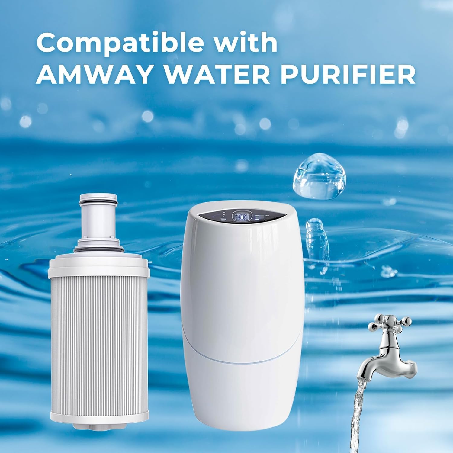 100186 Wasserfilter-Ersatz, kompatibel mit Amway Espring Filterkartuschen, 6-stufige UV + Vorfilterung, entfernt Gerüche und Chlor, speichert Calcium und Magnesium, hält 1 Jahr/5000 l