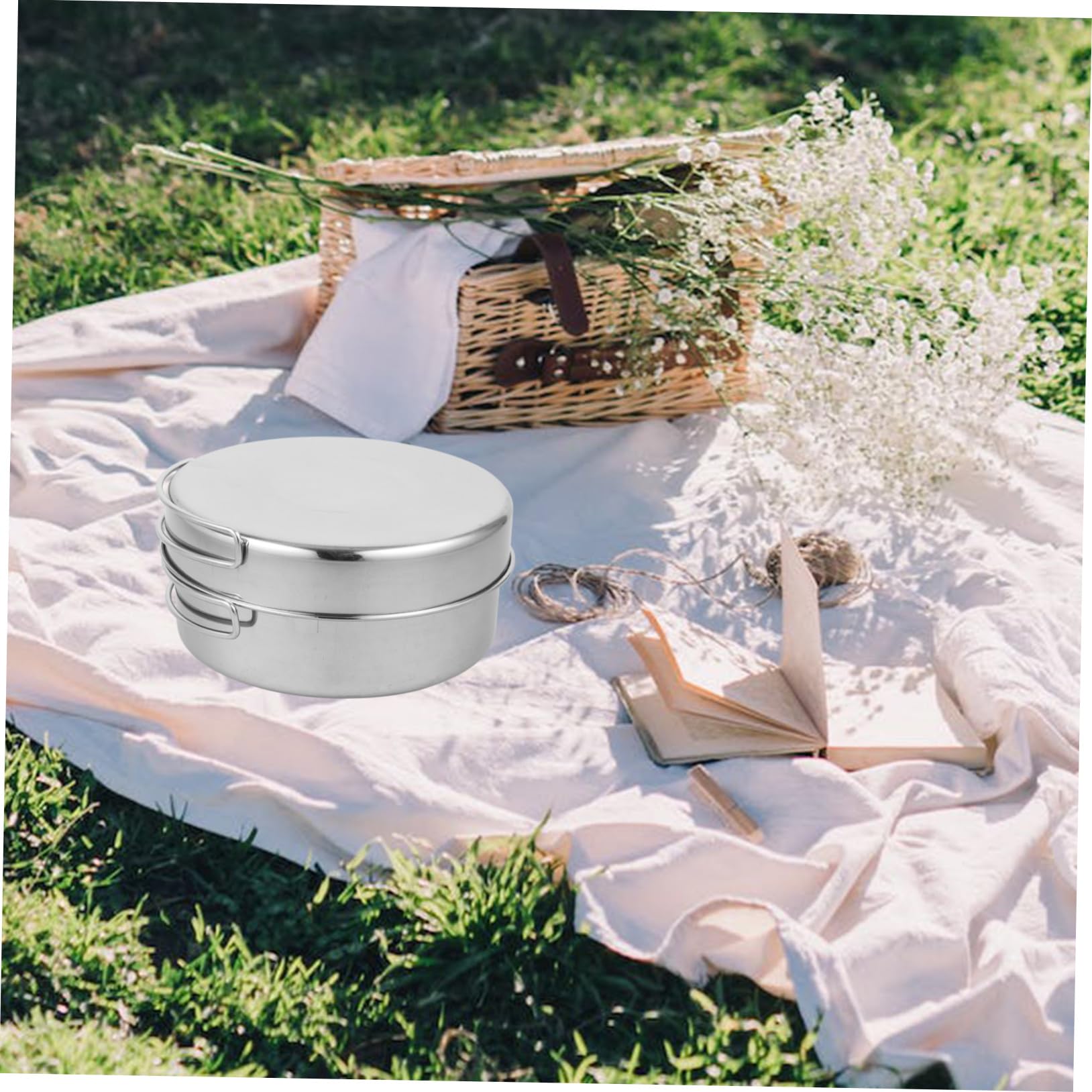 Toyvian Ustensiles De Cuisine en Acier Inoxydable Ustensiles De Cuisine pour Camping Équipement De Camping Léger Casseroles Kit Pliable Poêles De Survie Randonnée